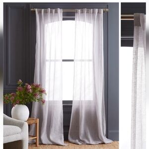 Quince European Linen Curtain Set (2 Panels) In Cloud NEW 48 X 96